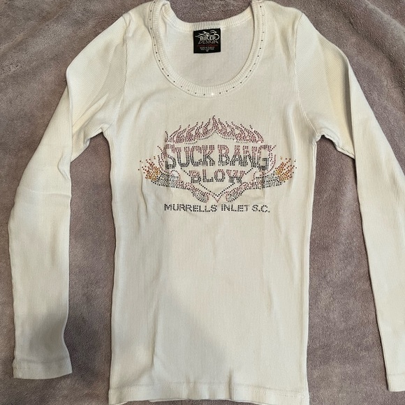 Biker Design Tops - Long Sleeve Waffle Top